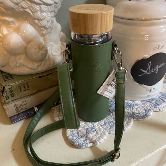 Mud’s Canteen Double Walled 300ml Glass Bottle Infusion Strainer Shoulder Strap - Picture 1 of 3